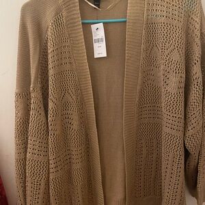 Lane Bryant Tan Open-Knit Cardigan
